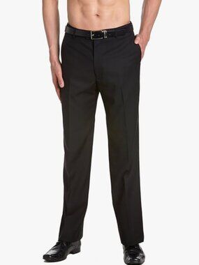 Men's Tuxedo Pants Flat Front Satin Band Stripe Solid Color Black